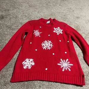 Avon Red‎ Sweater with White Snowflakes